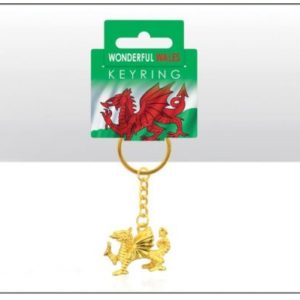 Wales Dragon Gold Metal Die Cast Keyring