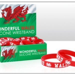 Wales Lettering Red Silicone Wristband